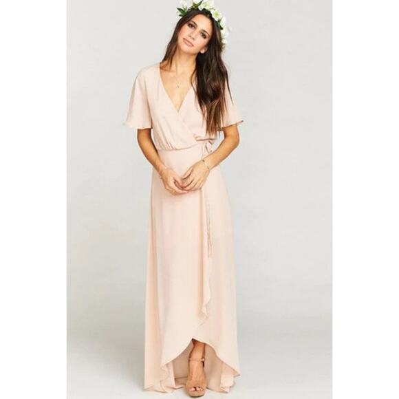 SHOW ME YOUR MUMU Sophia Wrap Dress Dusty Blush Crispy - Picture 11 of 11